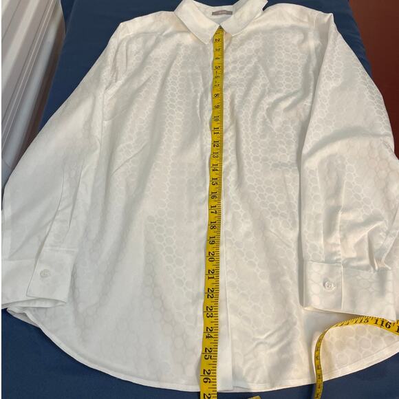 Chico’s Women’s Long Sleeve Collared Jacquard Blouse Color White Size 12/14 - Picture 6 of 8
